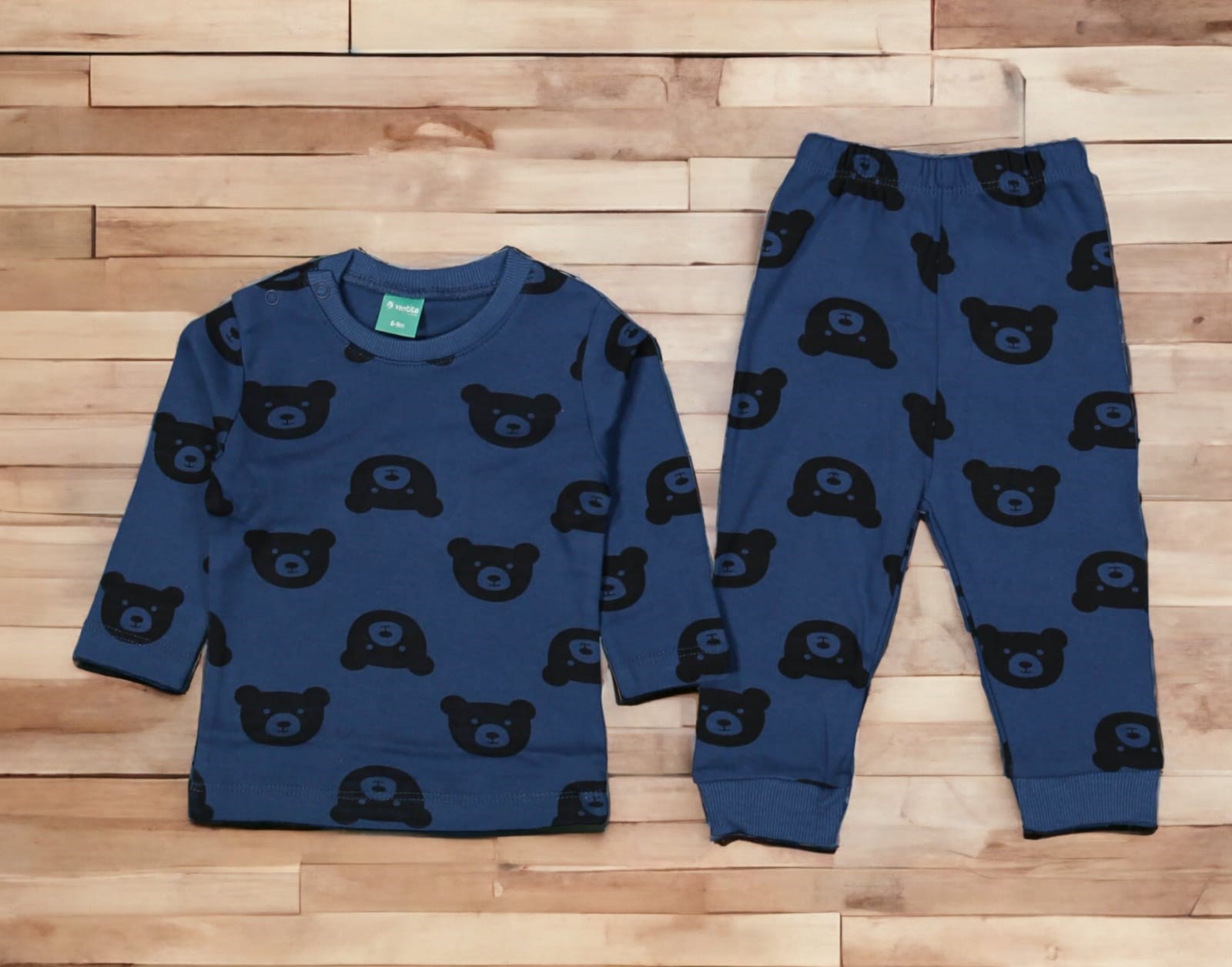 Bebek 1-4 yaş Ayıcık Kafası Desenli 2 li Pijama Takımı Çeşit