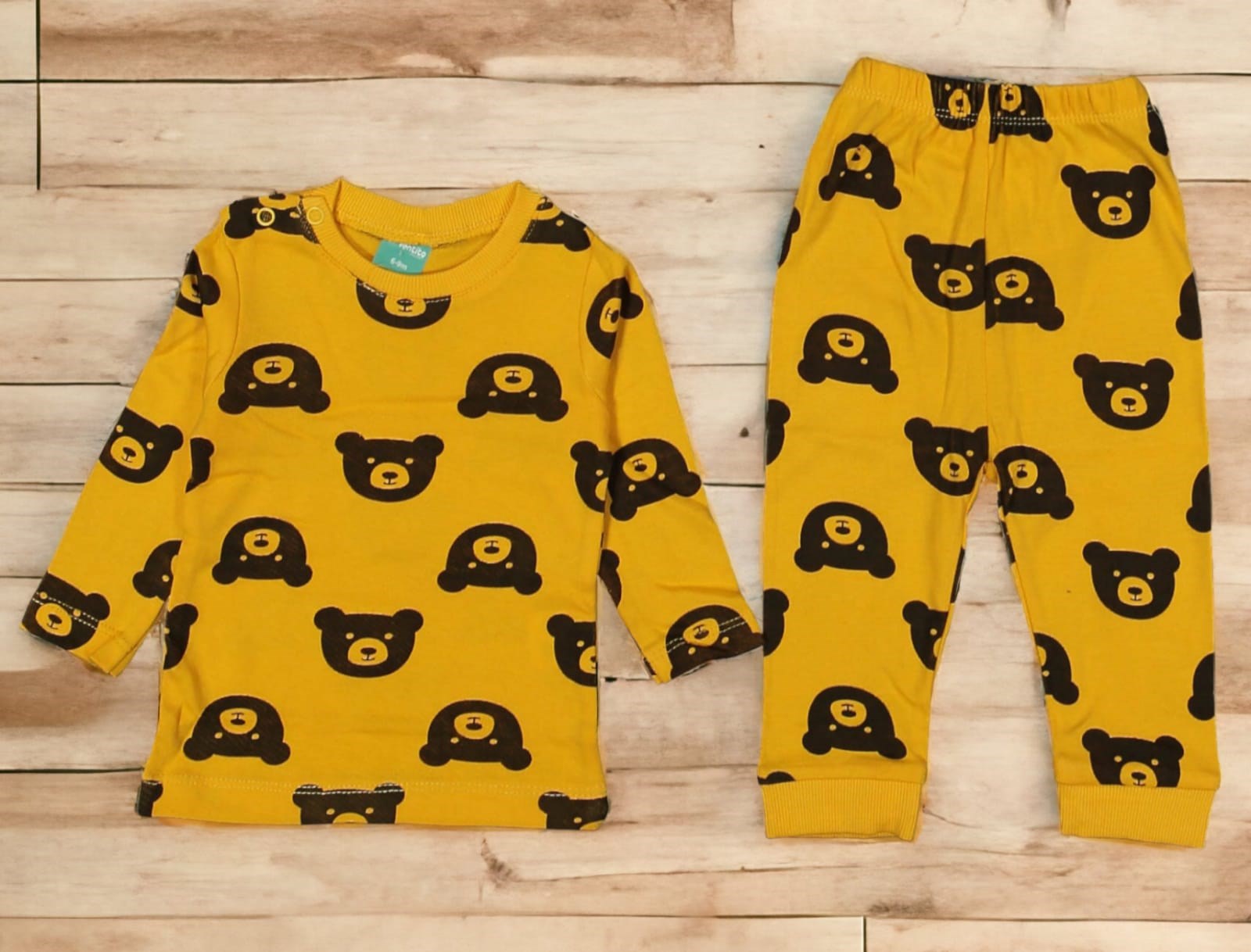 Bebek 1-4 yaş Ayıcık Kafası Desenli 2 li Pijama Takımı Çeşit