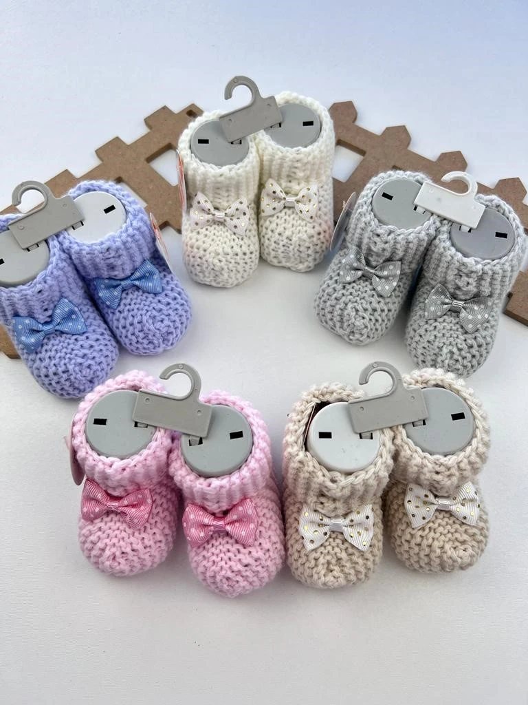 Bebek 0-12 AY Arası Triko Fiyonk Detaylı Patik Çeşit