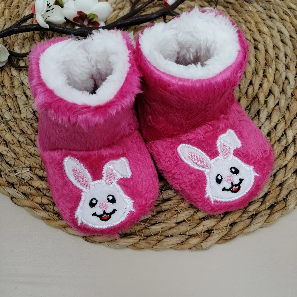 Bebek 18-27 Numara Tavşan Nakışlı panduf pembe