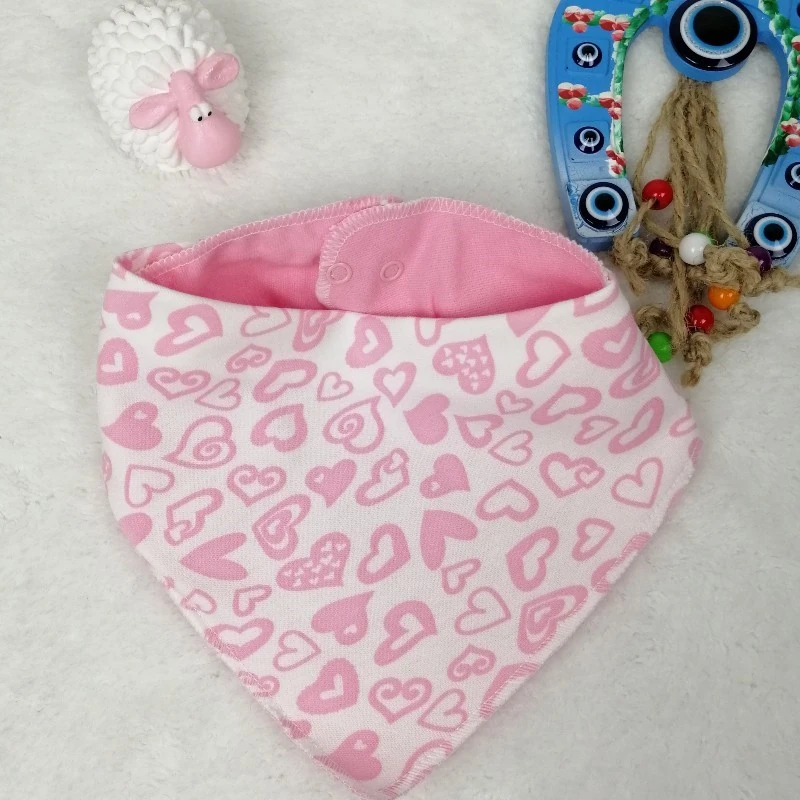 Bebek Fular Kalp Desenli Pembe