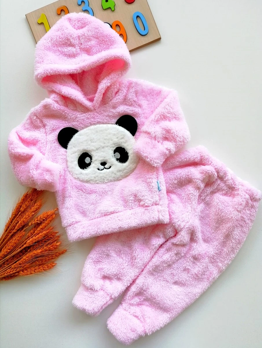 Bebek 1-3 yaş Panda Nakışlı Wellsoft Takım Pembe