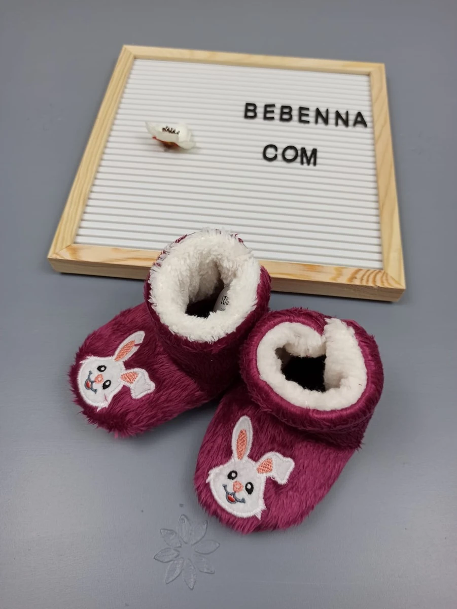 Bebek Panduf 18-27 Numara Tavşan Nakışlı Pembe