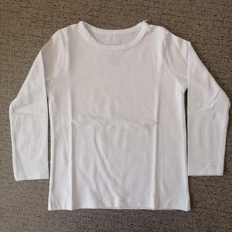 Çocuk Uzun Kollu Tshirt %100 Pamuklu Beyaz