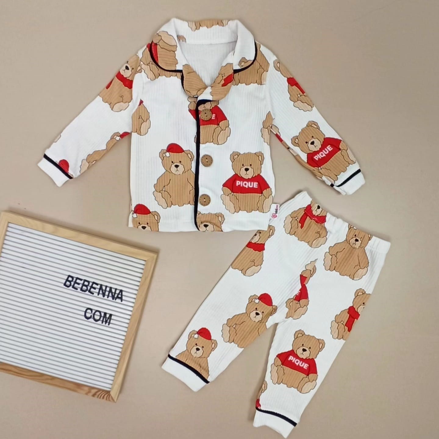 Bebek Pijama Takımı 6-24 Ay Ayıcık Baskılı