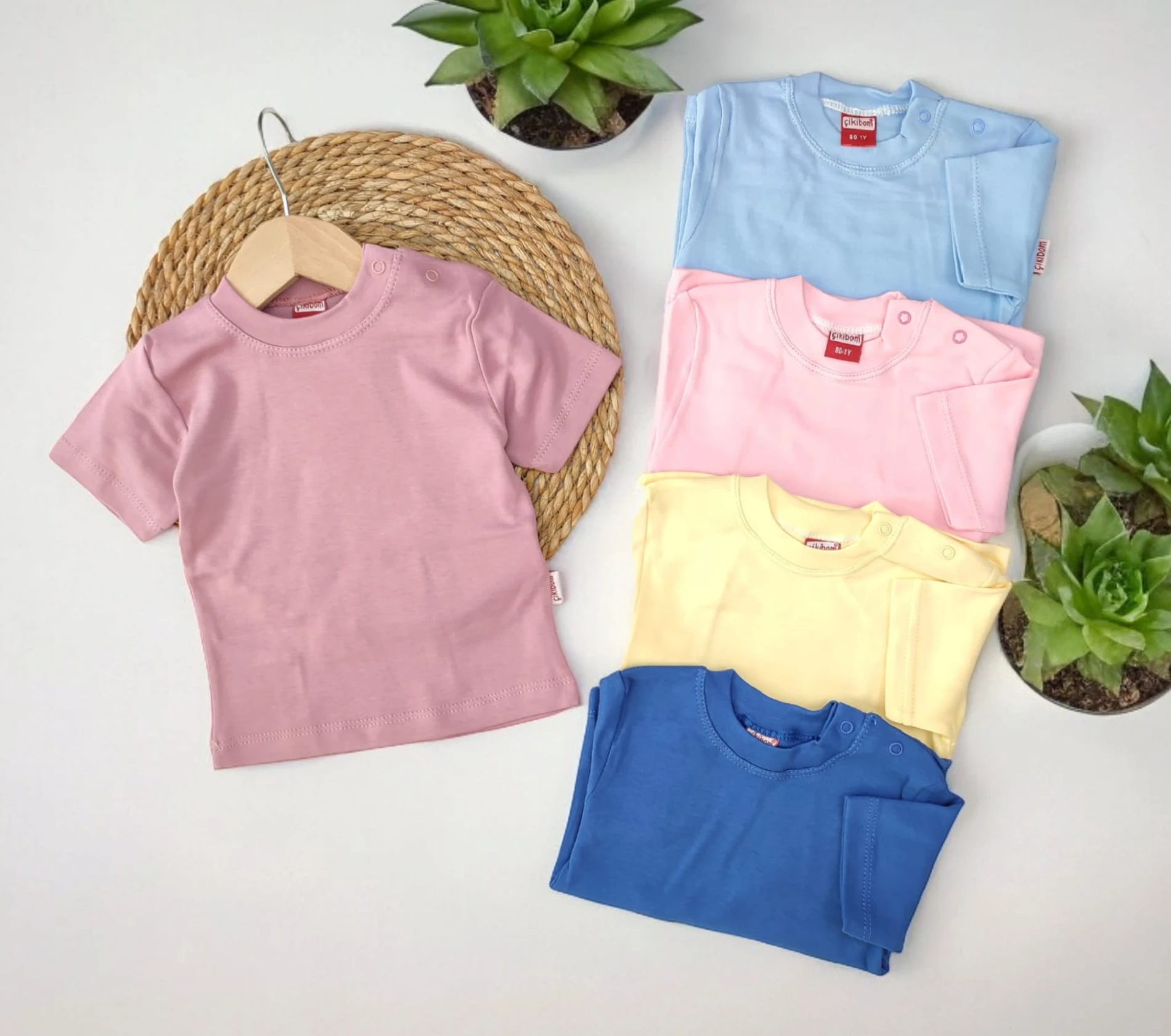 Bebek 1-3 Yaş Kısa Kollu Tshirt %100 Pamuklu Çeşit