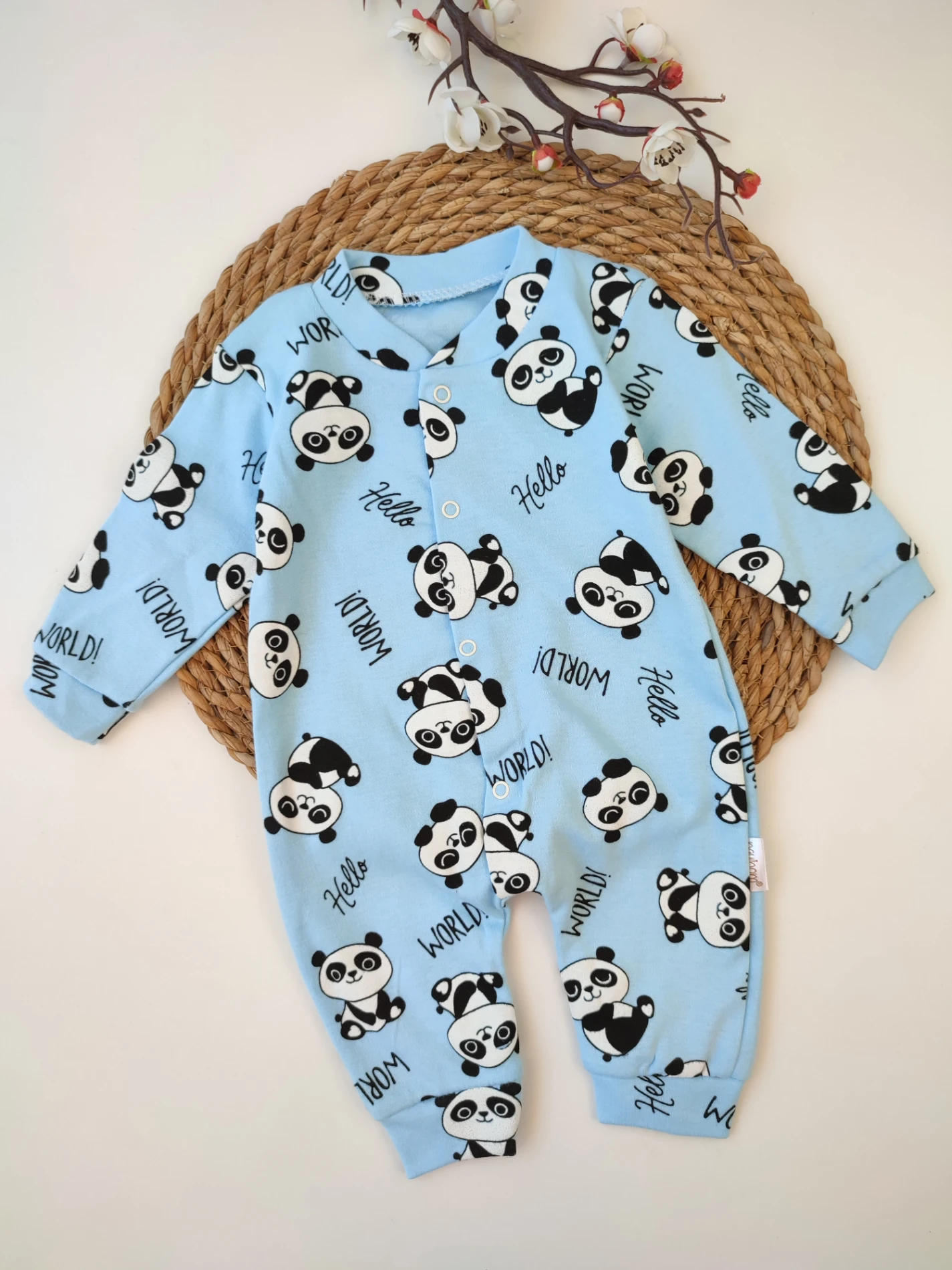 BEBEK 1-6 AY SEVİMLİ PANDA BASKILI ÇITÇITLI PATİKSİZ TULUM 