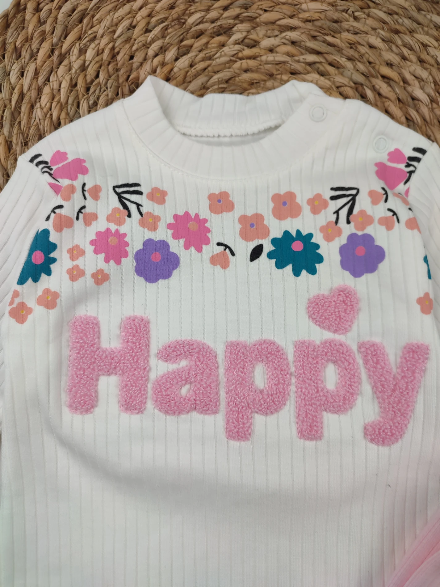 BEBEK 9-18 AY HAPPY NAKIŞLI 2 Lİ MEVSİMLİK TAKIM PEMBE