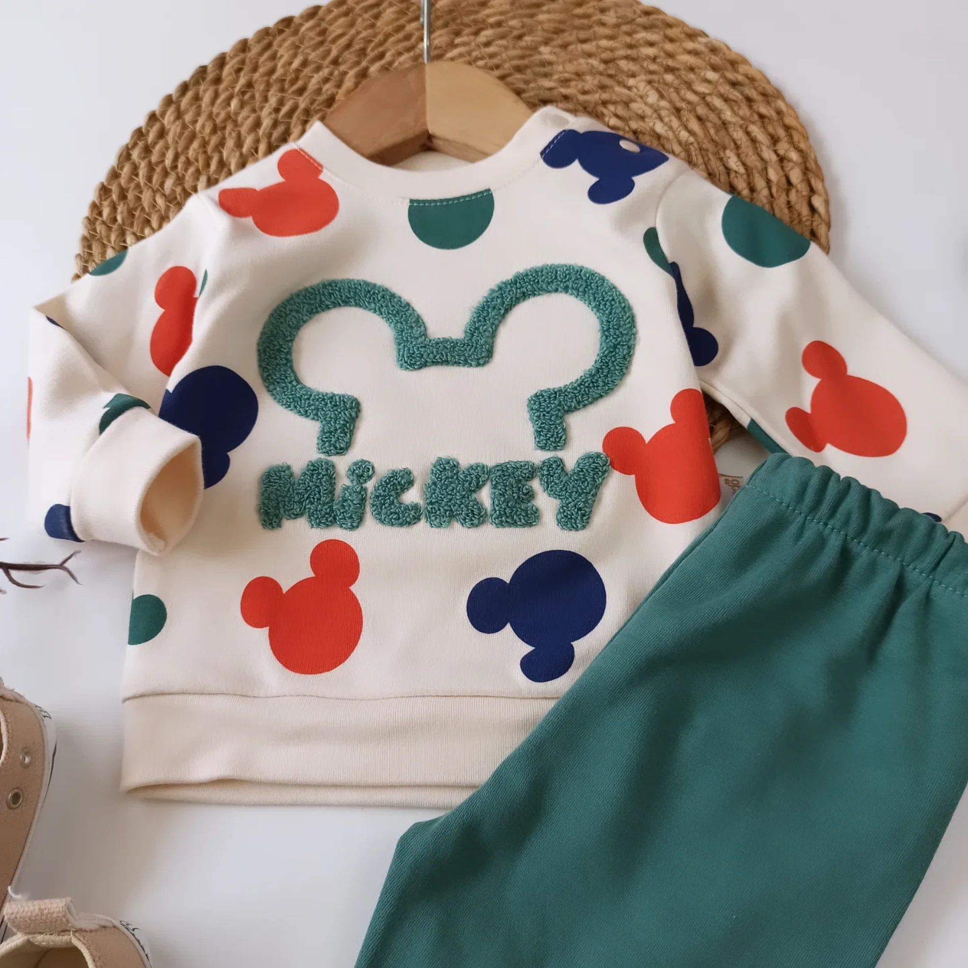 BEBEK 9-18 AY SÜZENE MİCKEY NAKIŞLI TAKIM 2 Lİ TAKIM