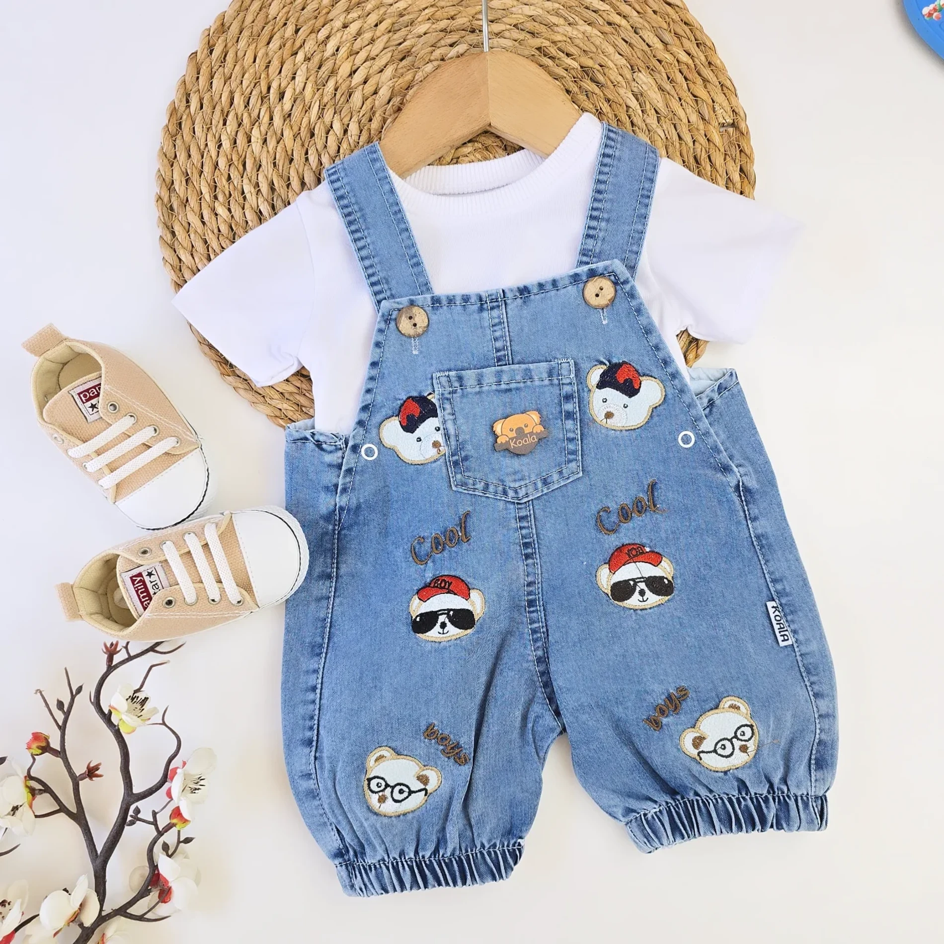 BEBEK 12-24 AY COOL AYICIK NAKIŞLI KISA KOL BADY Lİ KOT SALOPET