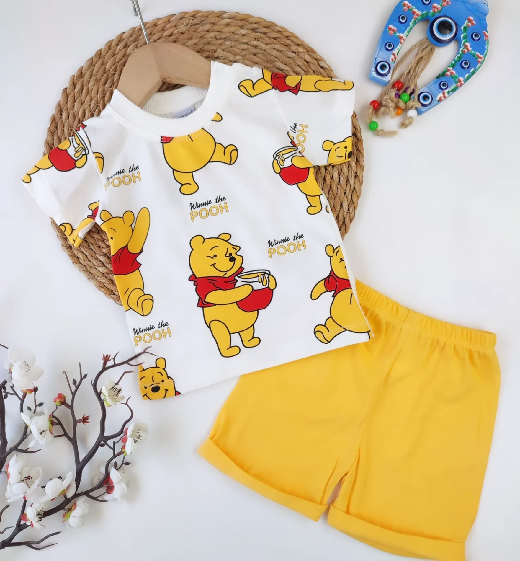 Bebek 9-18 Ay Winnie The Poh Baskılı Kısa Kol Thsrt lü 2li Takımı 