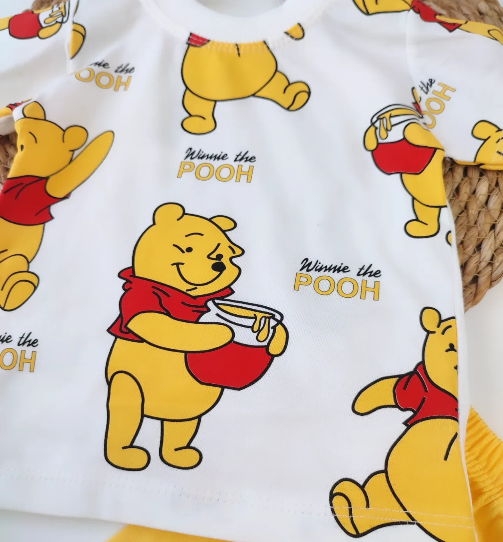 Bebek 9-18 Ay Winnie The Poh Baskılı Kısa Kol Thsrt lü 2li Takımı 